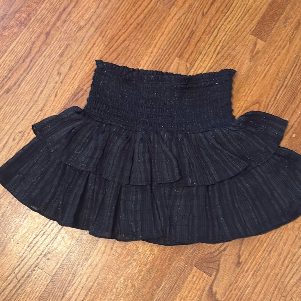 Pants Store skirt (shorts lining), black (silver metallic thread accent), small